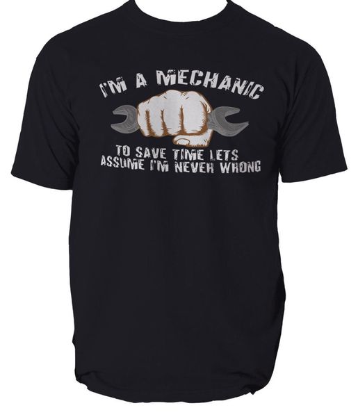 

2020 100% cotton mechanic t-shirt funny joke gift novelty diy car work father dad bloke men's tee shirt