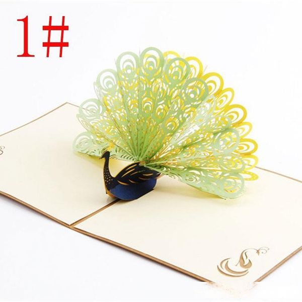 

2018 hollow peacock handmade kirigami origami 3d pop up greeting cards invitation postcard for birthday wedding party gift wholesale