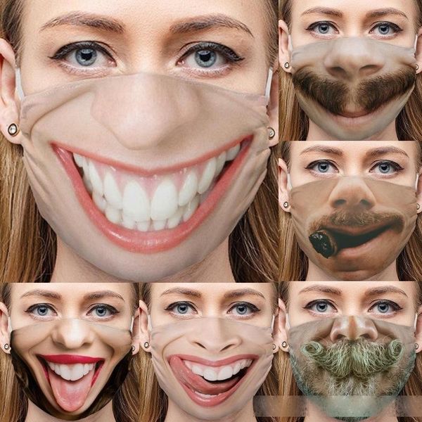 

funny countenance mascarillas emoticon smile beards teeth cotton cigar nose respirator mouth tongue reusable face masks washable 4mg c2