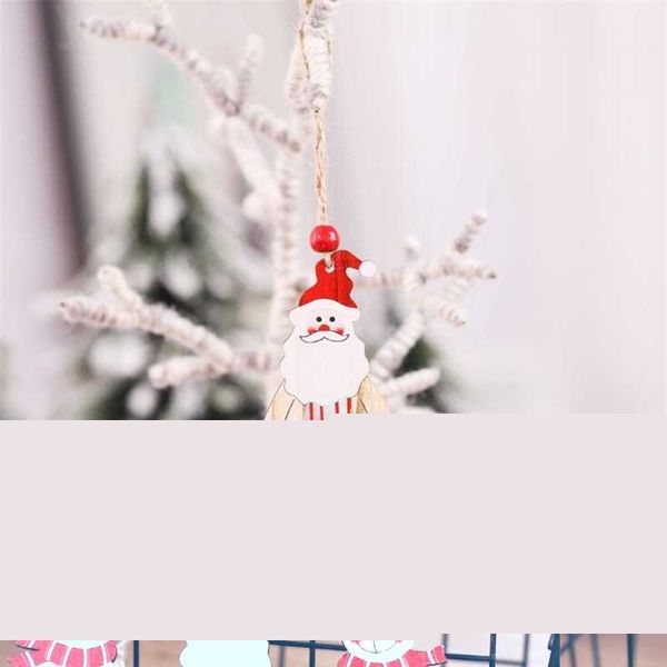 

2020 wooden christmas tree ornaments creative decoration ornaments santa and snowman pendants 3 pieces