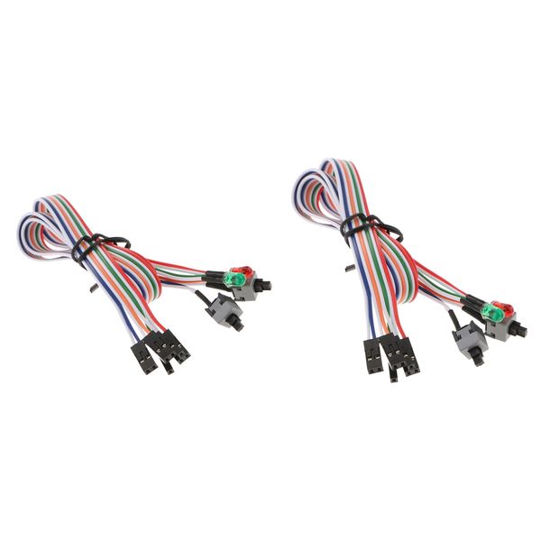 

2 pack 3 in 1 pc deskcase atx reset off/on switch cable hdd power led light cord