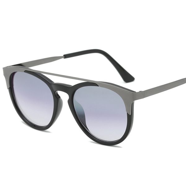 

2020 fashion retro double beams cat eyemetal frame round plastic material lenses 2009 uv400 protection eyewear, White;black