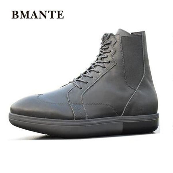 

spring new men genuine leather casual shoes trainers male lace-up owen boots flats high ankle roma boots black sneaker