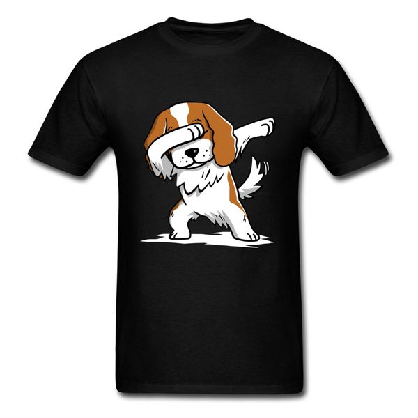 

dabbing cavalier king charles dog all cotton men t-shirts shih tzu pug hip hop unique short sleeve t shirt terrier corgi