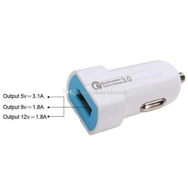 

car charger qc 3.0 fast charge 3.1a qualcomm quick charge car charger for iphone x samsung s9 note 9