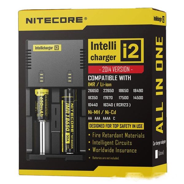 

selling nitecore i2 universal charger for 16340/18650/14500/26650 battery us eu au uk plug 2 in 1 intellicharger battery charger