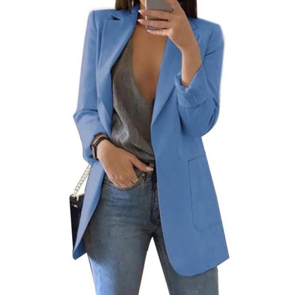 

fashion lapel long sleeve business women blazer thin coat suit jacket female blazers outerwear with shoulder cotton, Black