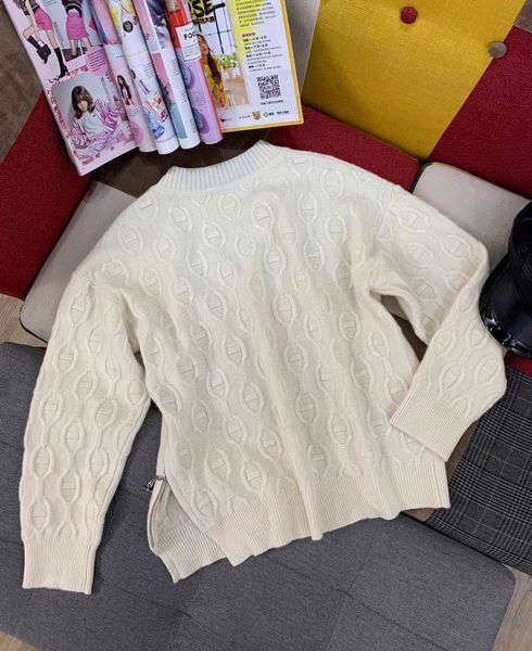 

2020 new ladies fashion long sleeve casual solid color cashmere side zipper pullover sweater 0904, White;black