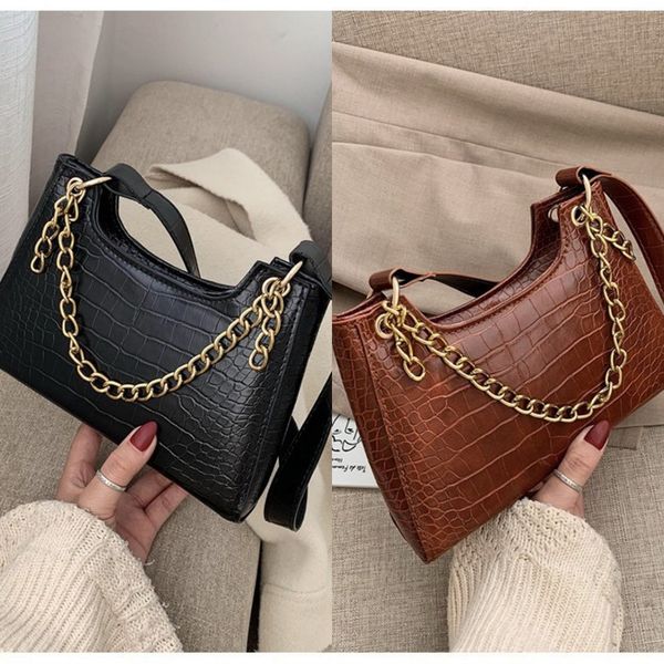

крокодил шаблон плечо uette для женщин 2020 нового корейского стиля моды цепи плеча мешок кроссбоди подмышки мешок oofmj