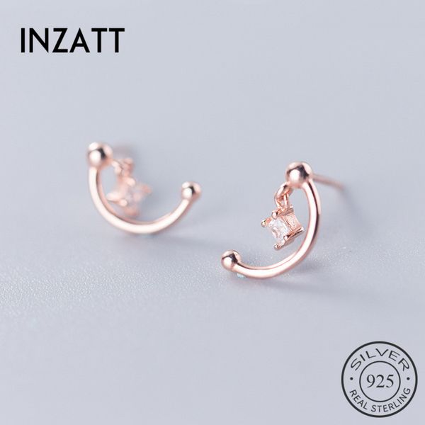 

inzareal 925 sterling silver minimalist star zircon stud earrings for fashion women party fine jewelry trendy 2020 accessorie, Golden;silver