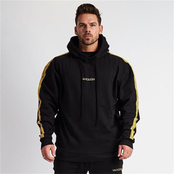 

2019 autumn new fitness men gyms hoodies sweatshirt bodybuilding hoody casual sweatshirt men s slim fit hooded jacket, Black