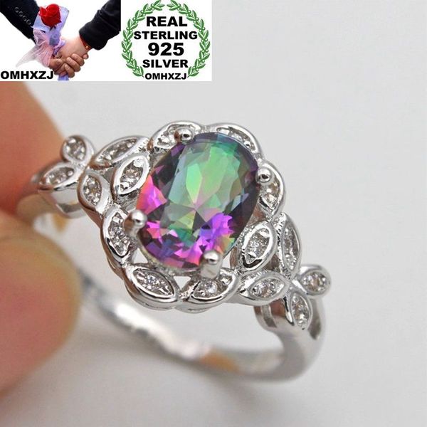 

cluster rings omhxzj wholesale european fashion woman man party wedding gift silver oval colorful z 925 sterling ring rr133, Golden;silver