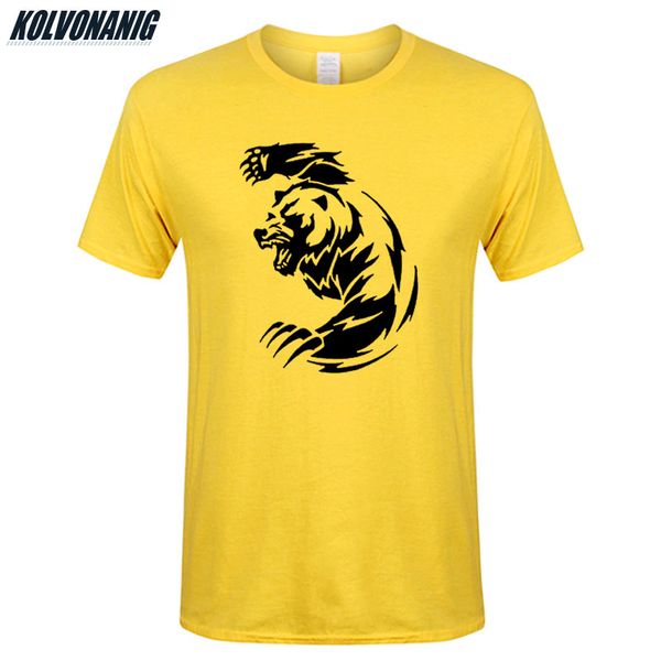 

2019 new summer cotton funny t-shirts short sleeves fashion brown-bear animals print t shirt men cotton tees men's tshirts