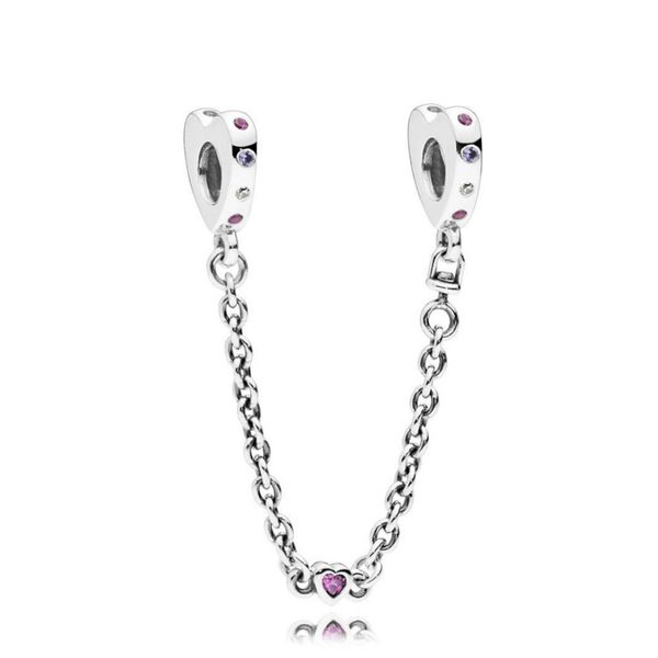 

new 100% sterling silver 1:1 glamour 797245nrpmx bright hearts safety chain original women wedding fashion jewelry 2018 gift, Black