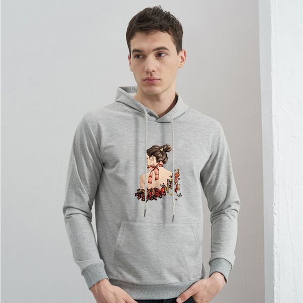 

mens diy hoodies autumn fashion beauty & butterfly cartoon pattern print men women casual pure color sweatshirts