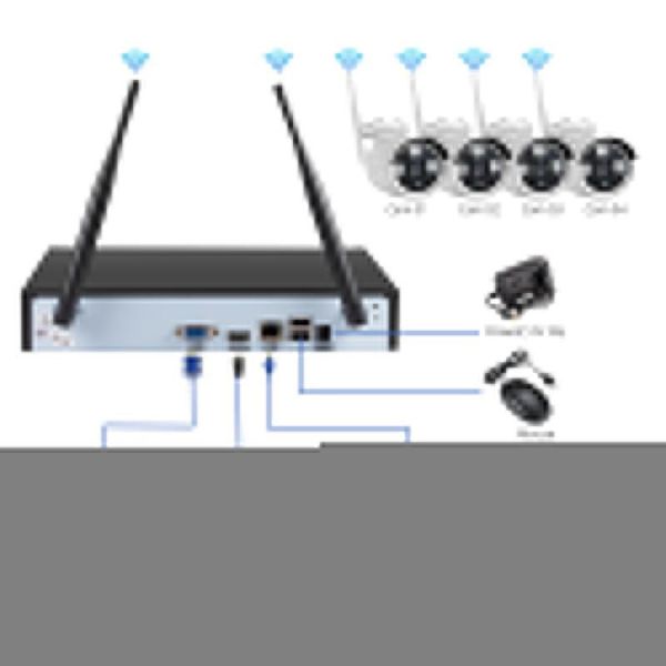 

kerui h.265 1080p 2mp 4ch wireless nvr camera system outdoor ir-cut cctv video home security surveillance kit with 1tb 2tb hdd