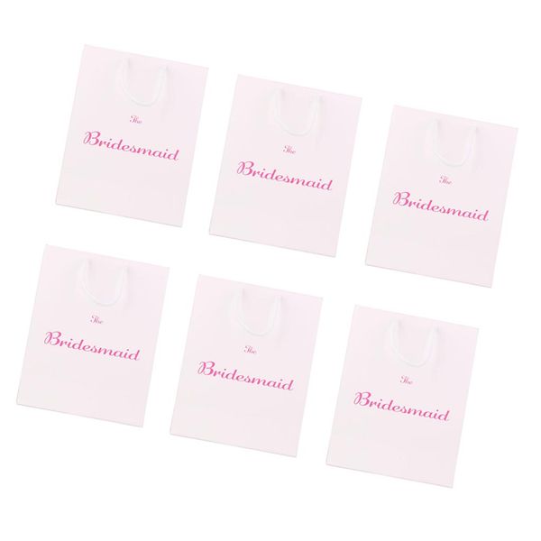 

6pcs large the bridesmaid wedding party paper bag with handle white accessory