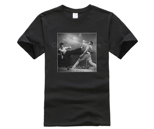 

100% cotton new fashion trend muhammad ali and bruce lee poster shirt men printing short sleeve tshirt trend