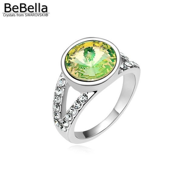 

cluster rings bebella round crystal setting finger ring with crystals from elements jewelry for girls women christmas gift, Golden;silver