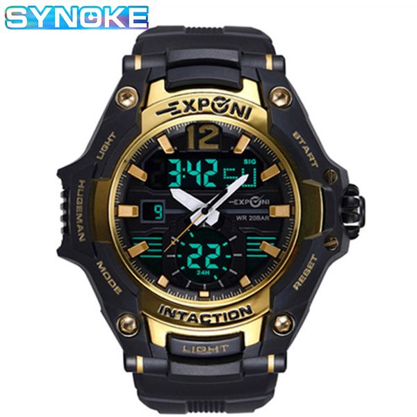

watch for men synoke brand sports 20bar waterproof watches quartz digital wristwatch clock balck relogio masculino, Slivery;brown