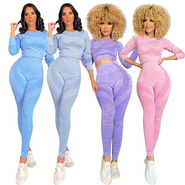 

womens 2 piece outfits women tracksuit tight printed long sleeve pants cotton blended sports suit sale, Gray