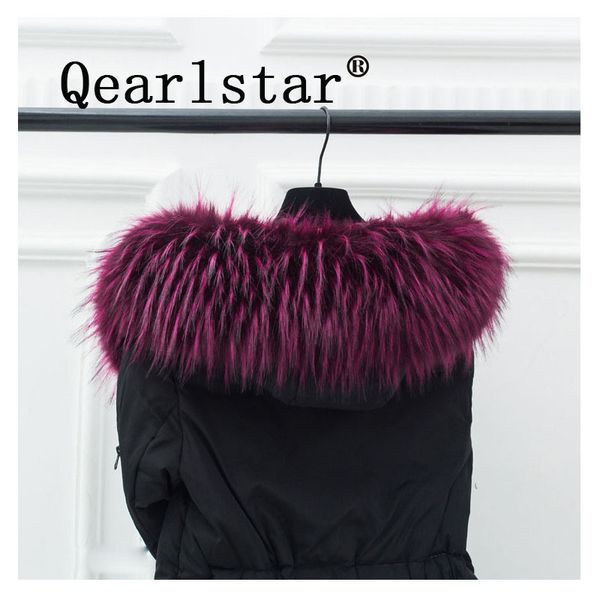 

qearlsart faux raccoon fur collar winter scarves for women hood luxury fur decor shawl men coat scarf accesories fy18, Blue;gray