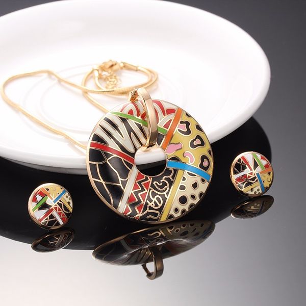 

r&x new vintage long necklace accessories gold chain wedding dress earrings necklaces & pendants enamel jewelry set, Silver