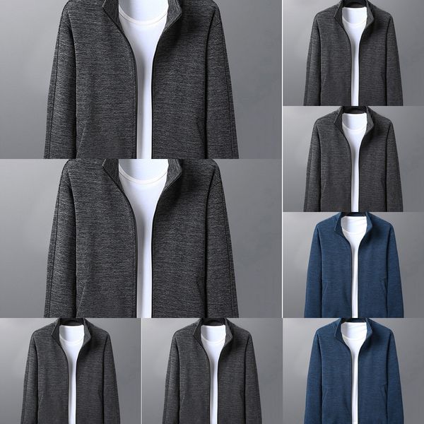 

men's sweater spring autumn stand collar cardigan middle-aged and elderly sportswear jacket coat sweater coatdad autumn coat thin jpddp, Black