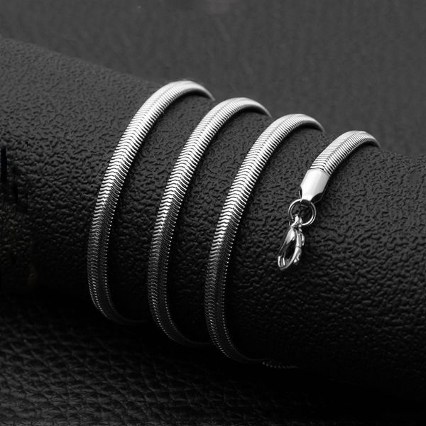 

fashion titanium steel flat snake chain stainless steel chain men and women sweater jewelry wholesale sale, Silver