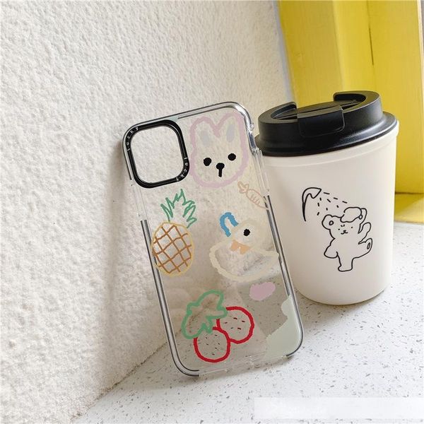 

cute strawberry peach phone case for iphone se 2020 11 pro max x xr xs max 7 8 plus laser rainbow paper soft tpu cover