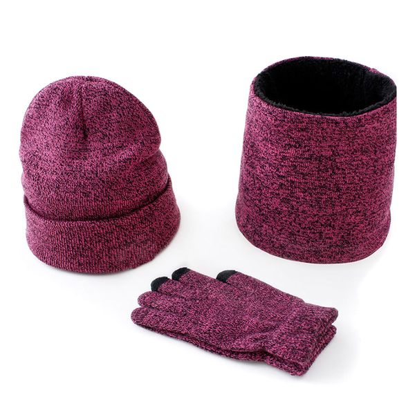 

3pcs/set mens knitted hat gloves scarf set xmas winter warming hat full cover glove comfortable warm -b5, Blue;gray