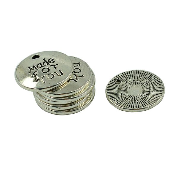 

20 pieces alloy round made for you pendants charms findings for diy jewelry making, Black