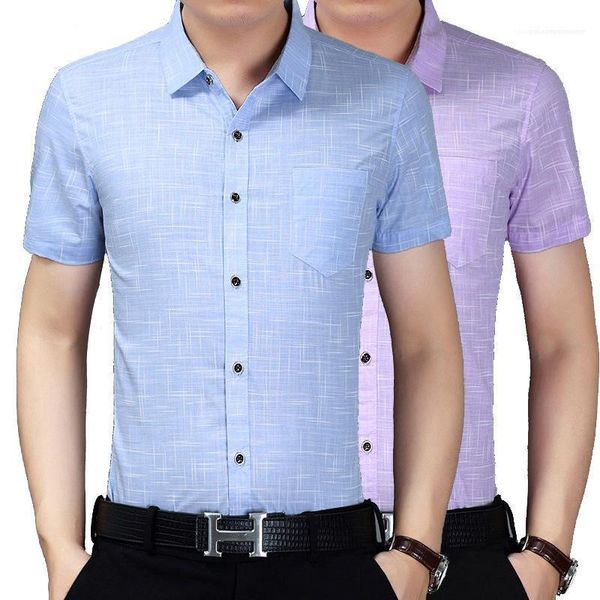 

clothing slim turn down collar mens designer shirts fashion new short sleeve solid color business shirt male, White;black