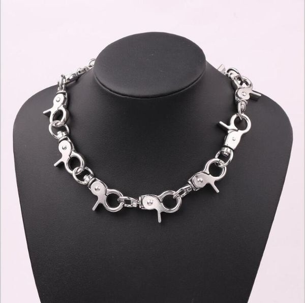 

chains 2021 handmade men's and women's chain alloy lock necklace heavy duty padlock collar metal, Silver