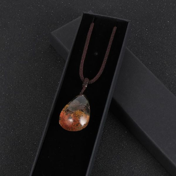 

pendant necklaces natural stone necklace water drop green ghost phantom quartz crystal pendants long sweater men women jewelry, Silver
