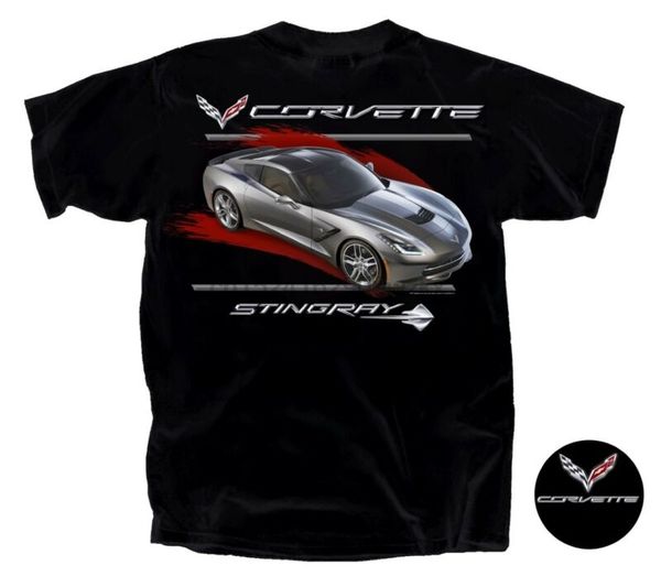 

corvette stingray grey c7 red streak black cotton tee shirt