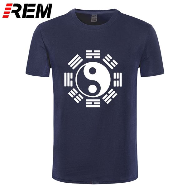 

rem men's clothing brand chinese tai chi eight diagrams printed men t shirt short sleeve o neck cotton casual tees