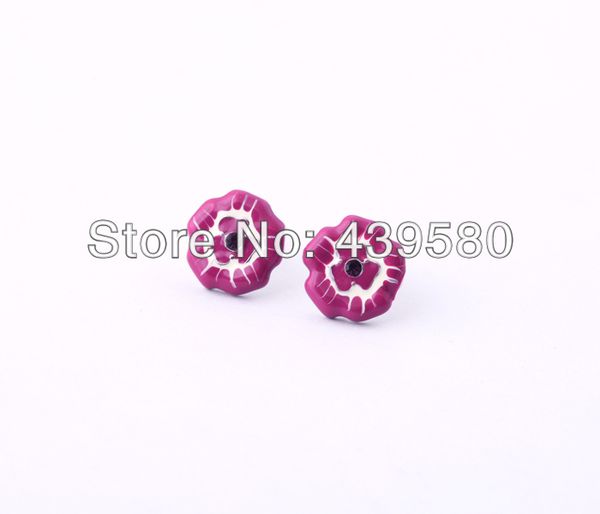 

latest factory wholesale price women flower pink earrings, Golden;silver