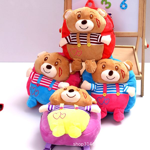 

2020 new wholesale kindergarten schoolbag for elementary school students childrens backpack crystal velvet cartoon doll should pad backpack
