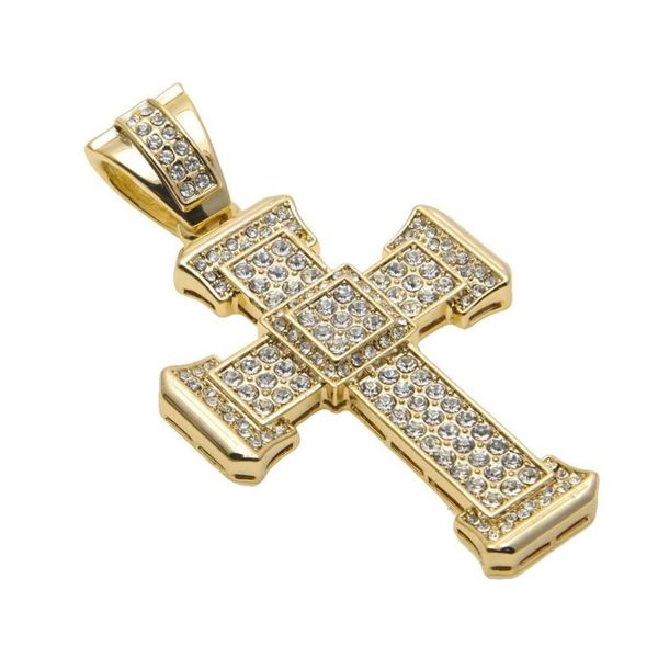 

hip hop gold cross pendant necklace with cuban link chain for man women gold fashion necklaces rock jewelry, Silver