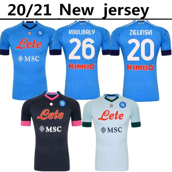 

20 21 napoli home away coccer jersey 2020 2021 naples koulibaly camiseta de fÃºtbol insigne milik h.lozano mertens third football shirt, Black