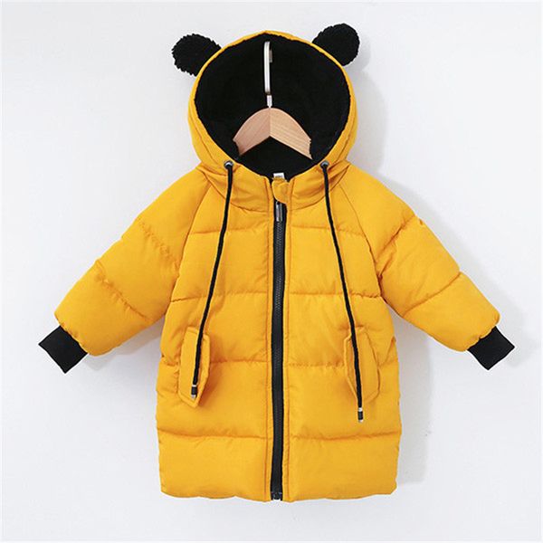 

winter baby clothing girls cotton coats long padded jacket thickened jacket children hooded zipper cotton boys clothing, Blue;gray