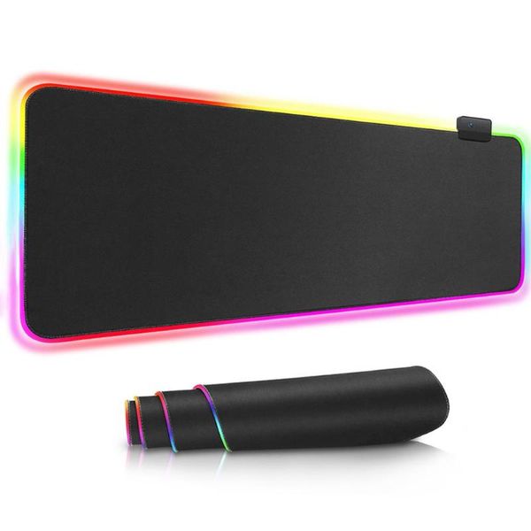 

mouse pads & wrist rests rgb glowing oversized game pad usb colorful luminous computer keyboard mat press 3 seconds light to turn on and off