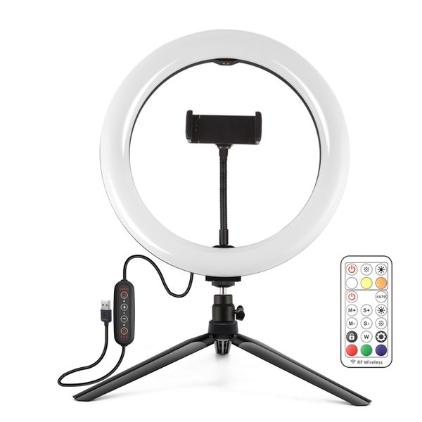 

flash heads 10inch 26cm usb charger selfie ring light led camera phone marquee rgb 168 dual-color dimmable