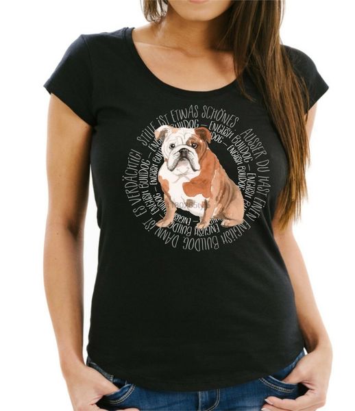 

женщины t-shirt круг английский бульдог акварель siviwonder