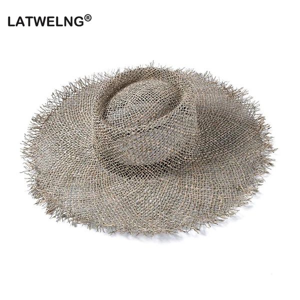 

wide brim hats 2021 fashion breathable green straw beach sun for women hat size 56-57 cm cool ladies summer drop wholesale, Blue;gray