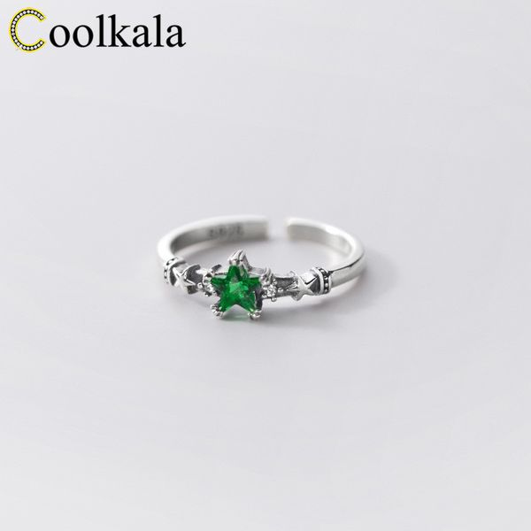 

coolkala green star female temperament do old thai silver ring bracelet, Golden;silver