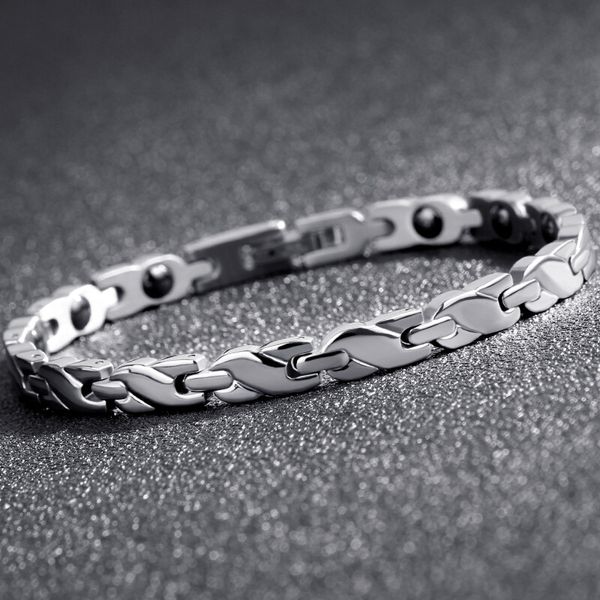 

charm bracelets fashion silver color health care bracelet elements stainless steel bangle healthy balance men female jewelry, Golden;silver