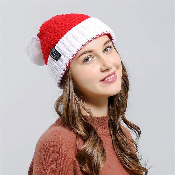 

plush ball hats men women baggy warm crochet winter wool knit ski christmas caps hat santa claus caps sombreros de mujer, Blue;gray