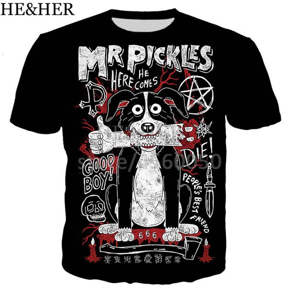 

cartoon mr pickles 3d print shirts aesthetic kawaii plus size men clothing